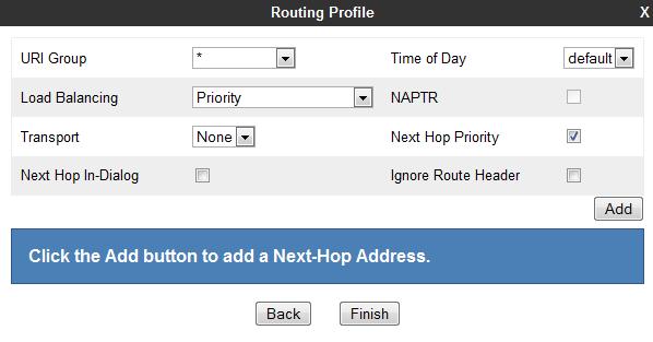 7.3.6. Routing To Session Manager This provisioning defines the Routing Profile for the connection to Session Manager.