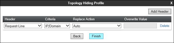 Step 3 - The Topology Hiding Profile window will open.