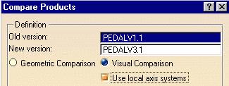 Page 147 13. Insert the PEDAL.CATProduct document in the DMU Space Analysis samples folder and click the Compare Products icon again. 14. Select the old version: select PEDALV1 again.