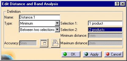 Page 15 Measuring Minimum Distances between Products This task shows you how to measure minimum distances between products. 1. Click the Distance and Band Analysis icon in the DMU Space Analysis toolbar: The Edit Distance and Band Analysis dialog box appears.