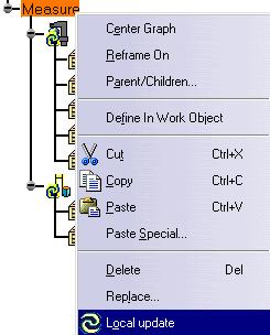 Page 173 Selecting the Measure entry in the specification tree lets you update all measures needing updating in one go.