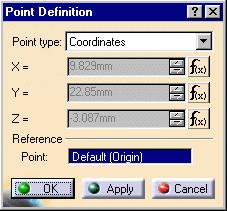Click OK in the Point Definition dialog box to create the point at the measured