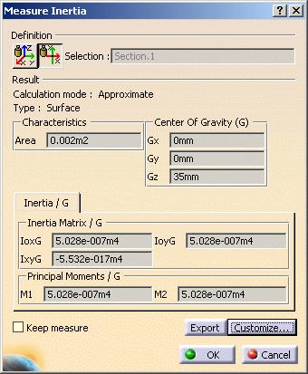 Page 199 3. Click to select a plane 2D surface in the geometry area or the specification tree. The Dialog Box expands to display the results for the selected item.