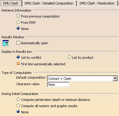 Page 280 DMU Clash This task explains how to customize the clash settings of the Clash command. 1. Select Tools -> Options from the menu bar: The Options dialog box appears. 2. Click Digital Mockup category, then the DMU Space Analysis subcategory.