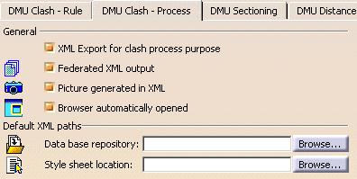 Page 289 DMU Clash - Process This task explains how to customize process settings of the Clash command. 1. Select Tools -> Options from the menu bar: The Options dialog box appears. 2. Click Digital Mockup -> DMU Space Analysis in the left-hand box.