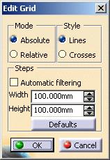 Page 65 3. Click the Result tab in the Sectioning Definition dialog box, then select the Grid icon under Options to display a 2D grid. By default, grid dimensions are those of the generated section.