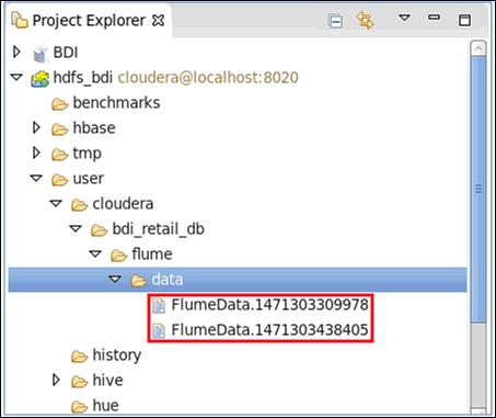 Creating and Running a Data Wrangler Configuration In the /data folder, you will see the data you just posted to Flume, as shown in the following image.