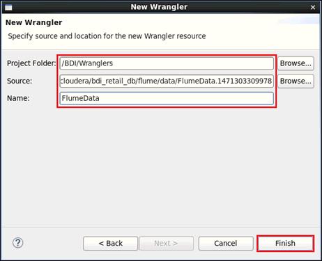 Creating and Running a Data Wrangler Configuration You are returned to the New Wrangler dialog where the