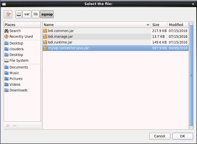 Configuring a MySQL Database Connection The Select the file dialog opens, as shown in the following image. 7.