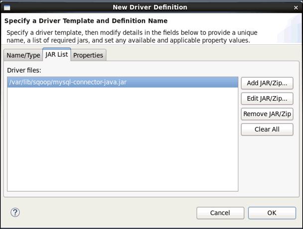 1. iway Big Data Integrator Getting Started Lab You are returned to the New Driver Definition pane where the mysql-connector-java.
