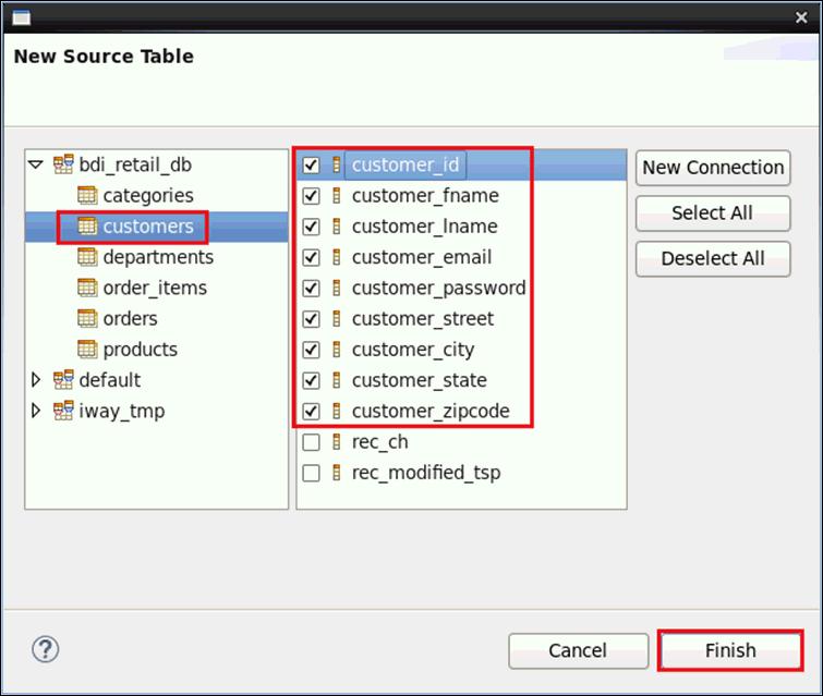 1. iway Big Data Integrator Getting Started Lab The New Source Table dialog opens, as shown in the following image. 5.