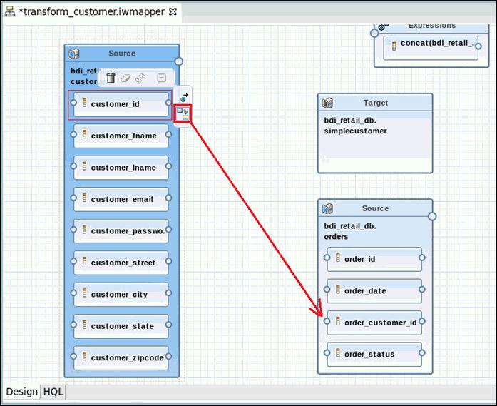 Creating and Running a Mapping Configuration 18. Select the first Source object (bdi_retail_db.