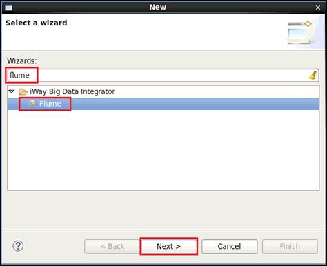 1. iway Big Data Integrator Getting Started Lab The New dialog opens, as shown in the following image. 2.