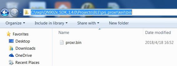 Fig 14. Proximity bin file 5.1.1.5 Step 5: Click the Start button on QN902xISPStudio and then press the QN_RST button on the board; see Figure 15.
