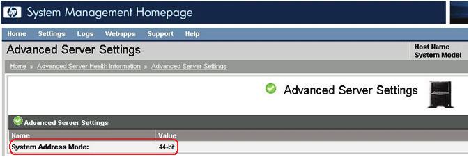 5. Locate the System Address Mode setting in the Advanced Server Settings window.