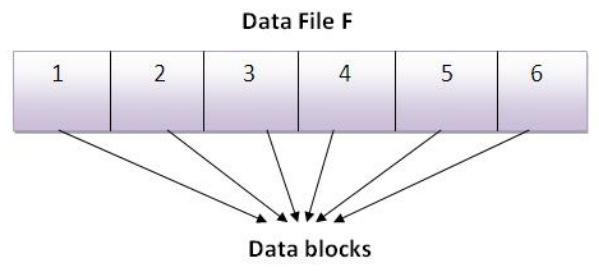 Fig. 3 A data file with 6 blocks The above fig. 3 shows the data file which is having 6 data blocks and these entire 6 data block contains individual sentinels.