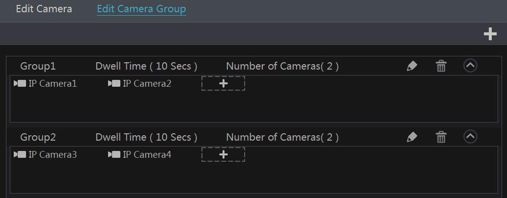 2 Edit Camera Group Click to modify the group information such as group name and dwell time. Click to delete the group. 5 Live Preview Introduction 5.