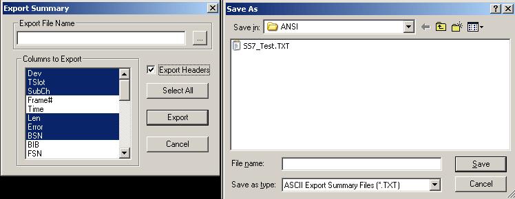 Click Export Details from the tool bar Figure 14: Exporting Trace to an ASCII File 3.