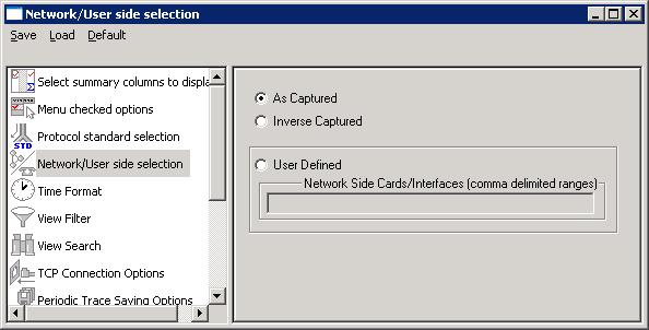 Protocol Analyzer Configuration Document Number: XX120-7.10.24-03 8.1.4 Network/User side Selection Select User /Network Side selection to open the window as shown in the figure below.