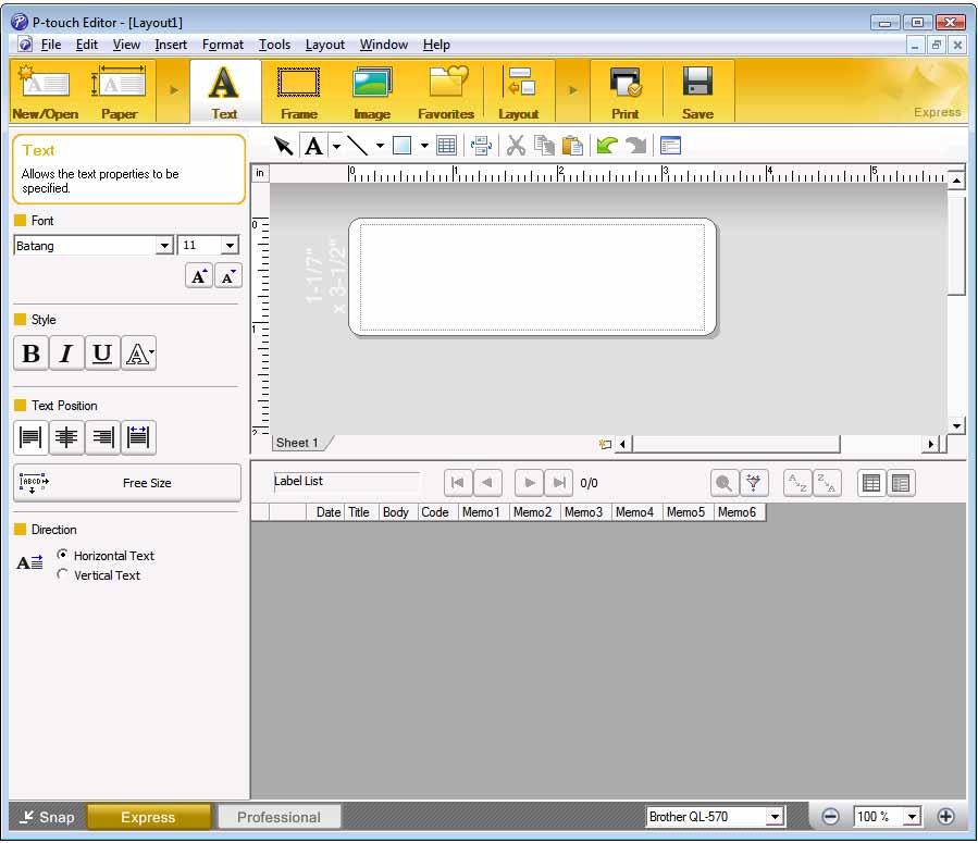 Start from New/Open dialog When you start the P-touch Editor 5.