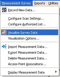 Visualizing Your Measurement Data Step 1: Select the Measurement Survey menu > Visualize Survey Data to bring up the heat map visualizations.