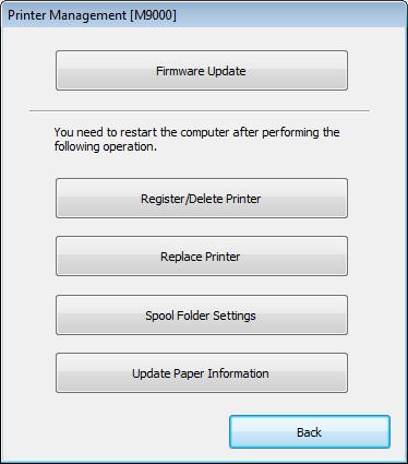 The Printer Management screen is displayed.