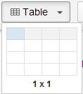 table: Once the table appears, you can click in the cells to add text.