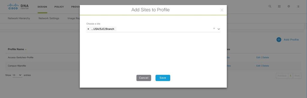 Customized Network Settings Update Attach the Network Profile to a Site DESIGN DESIGN TEMPLATE PROFILE