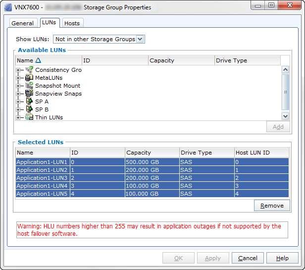 Figure 35. VNX Unisphere, VNX Storage Group properties window STEP 23 Next, you will need to complete the final SAN Copy update between the source and destination systems before proceeding.