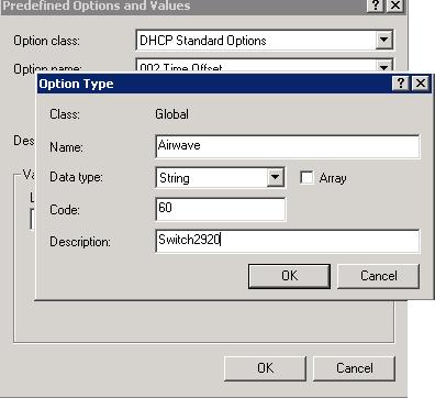Click OK. 6. From the Predefined Options and Values screen, under Value, enter the String ArubaInstantAP.