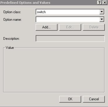 8. From the Predefined Options and Values window, select Option class.