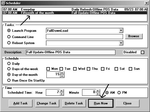 Chapter 6 Post-Steps 4. Click to highlight the line that says Full Update-Offline POS Data, then click Run Now at the bottom of the window.