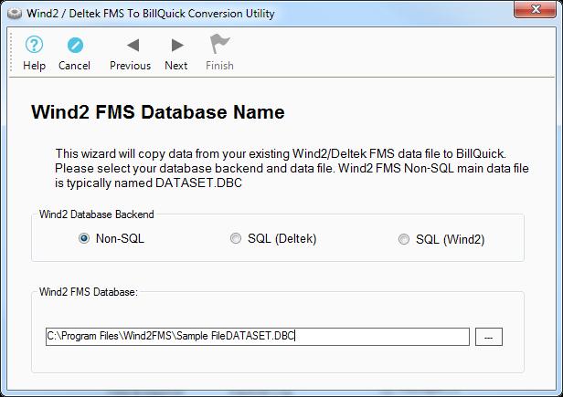5. Identify where the Wind2/Deltek FMS Card File is. Wind2 Card File is typically named Sycont.DBF and located in your Wind2/Deltek FMS folder. Click to browse to its location. Click Next. 6.