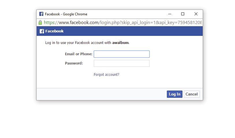 Please login to your Facebook account.