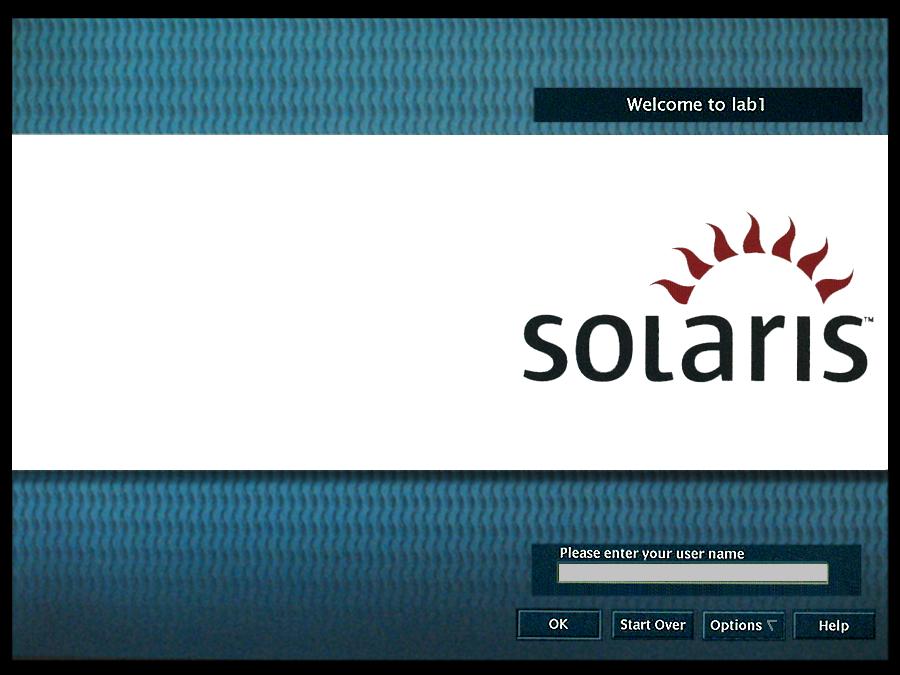 FIGURE 8 Solaris 10 Welcome Screen 26. Enter your user name to begin using Solaris 10 software on your workstation.
