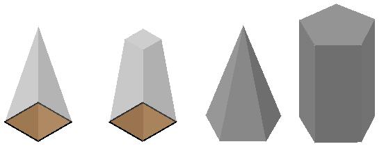 In the following illustration, the two solid primitives on the left are being displayed partially transparent so you can see their initial creation starting plane.