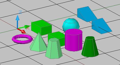 Exercise: Create Individual Solid Primitives In this exercise, you create box, sphere, cylinder, cone, wedge, torus, and pyramid 3D solids.