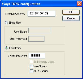 Enter the Parameters in the following table and click OK. Parameter Usage Switch IP Address Enter the IP address of IP Office shown in Figure 3.