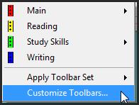 Customizing the Toolbars You may find, depending on the students you are supporting, that the onboard toolbar set ups do not meet their specific needs.