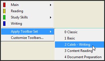 Now, whenever your student needs that toolbar set, he or she can simply right-click the toolbar area, choose Apply Toolbar Set and choose it from the drop down menu list.