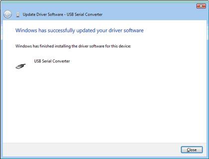 (Figure 17) 4) When the driver is successfully updated, the following window will pop up, confirming that the driver installation of USB Serial Converter has been completed.