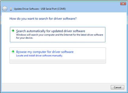 2) Click on the Browse my computer for driver software button to continue (Figure 20).