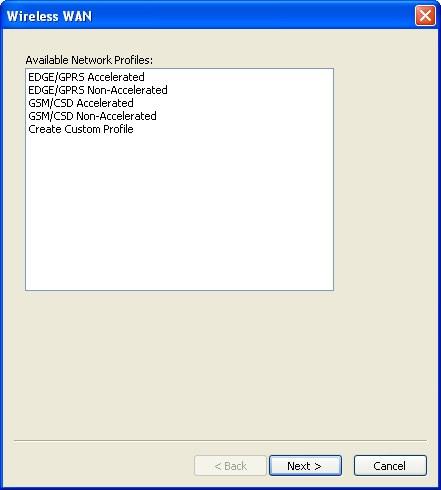 Creating a Profile for a GSM Network Follow these steps to create a GSM Network Profile. 1. Open the Cingular Connection Manager software. You will see the main window. 2. Click the Profiles button.