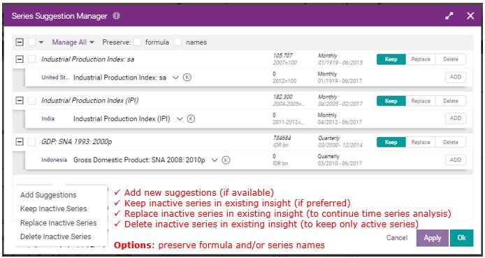 The Series Suggestion Manager is a tool to manage inactive series with options: - Add new suggestions (if available) -