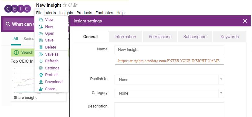 7 3. CREATING INSIGHTS To manage your insight, click on the File tab and select the various dropdown options.