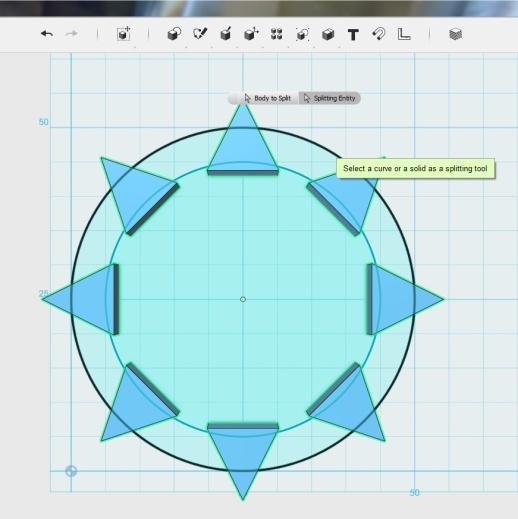 a circular plane You can also split the circular patterns using along a