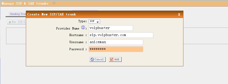 Step 1: Add Voip trunks Go to page Trunks--> Voip Trunks--> Add New Sip trunks We