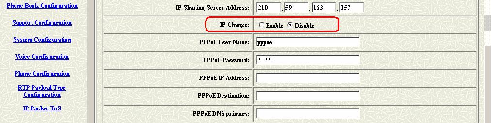 3: IP Change IP Change Function: The ip address of the IP Sharing Server Address will use what you configured in that table if you disable the IP Change function.