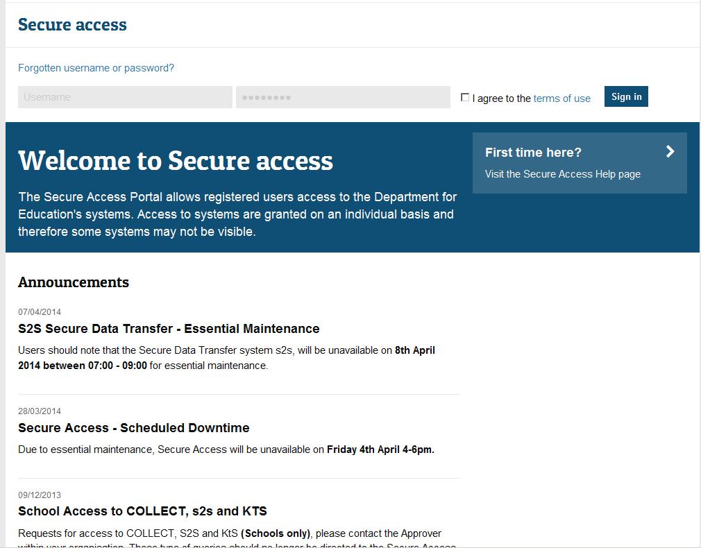 COLLECT and Secure Access Access to COLLECT is through the