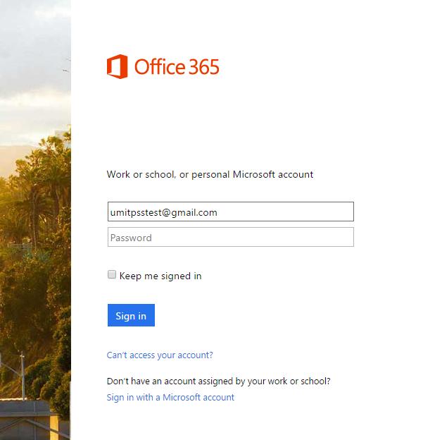 2. You will be redirected to a sign-in page for Office 365.